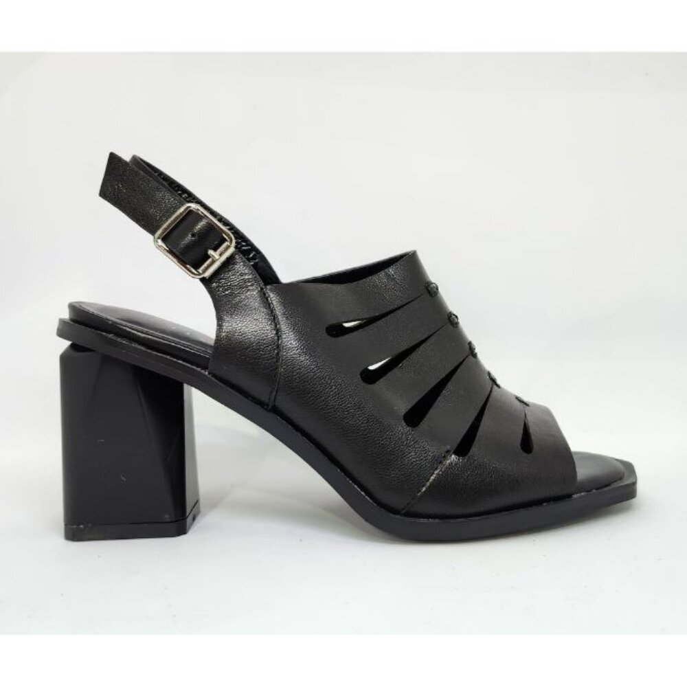 Kiss Kiss Women's Black Block High-Heel Sandal Size 8.5